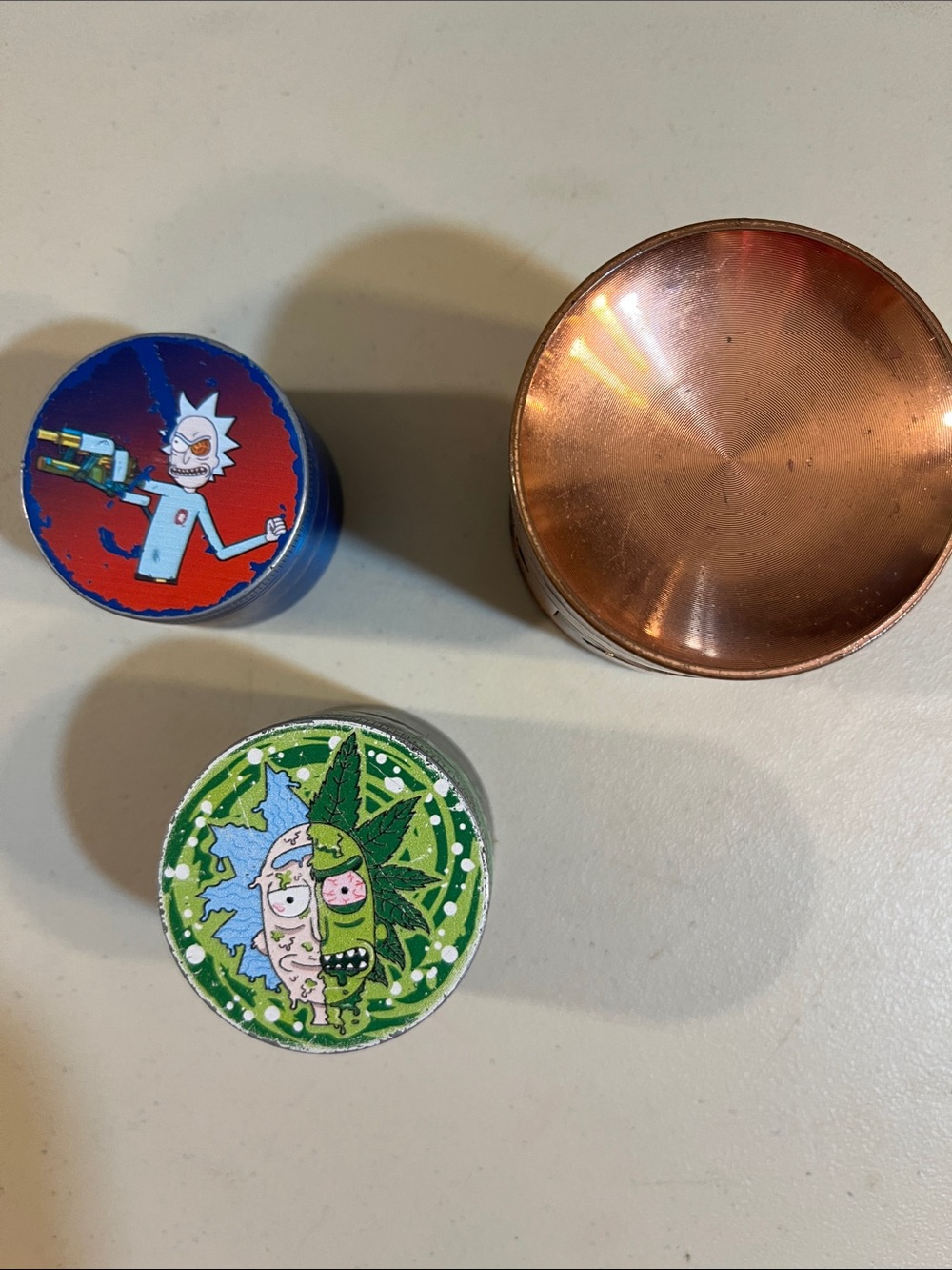 Rick & Morty Inspired Green and Blue Herb Grinder Set